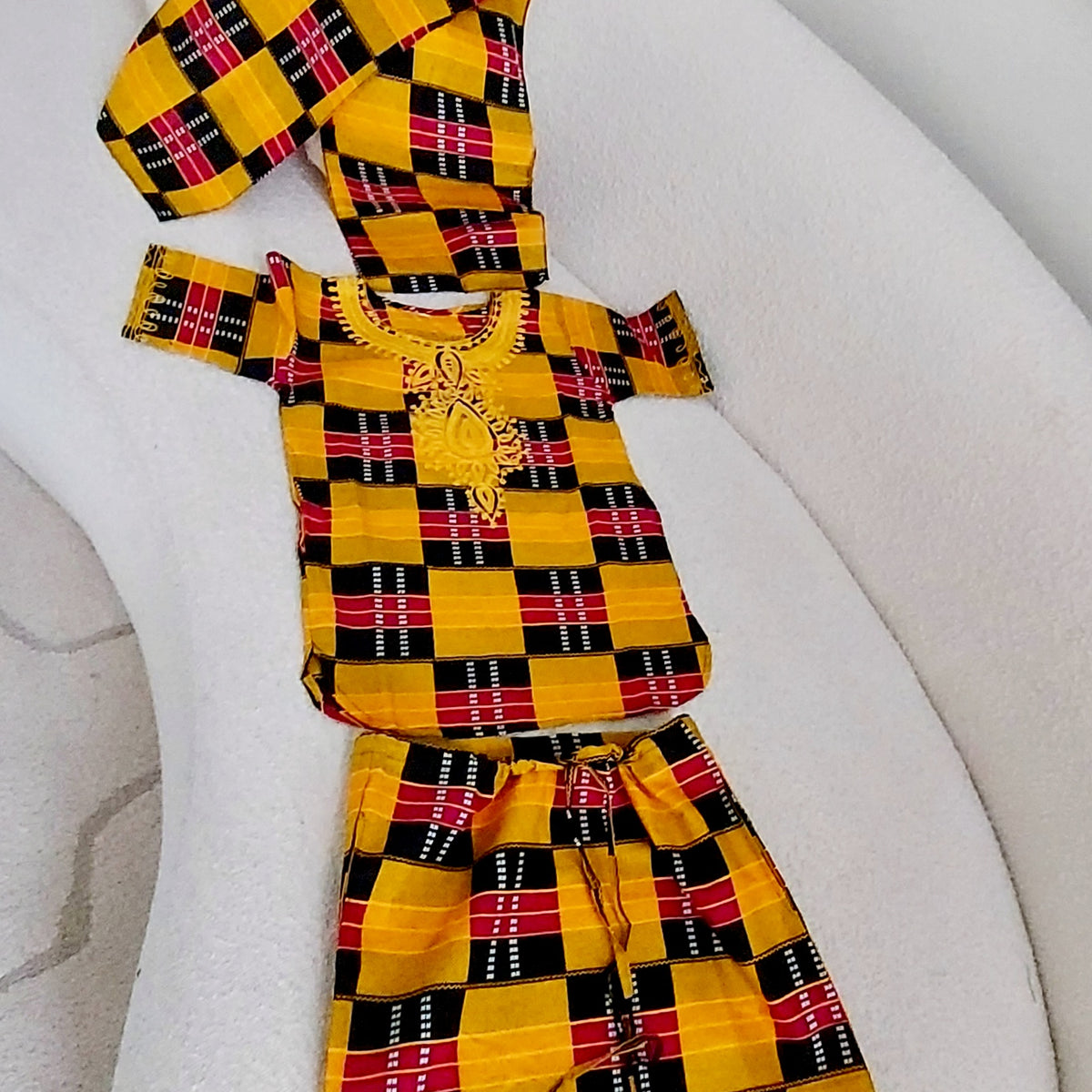 Kids Skirt Set - Sungudi Orange Check
