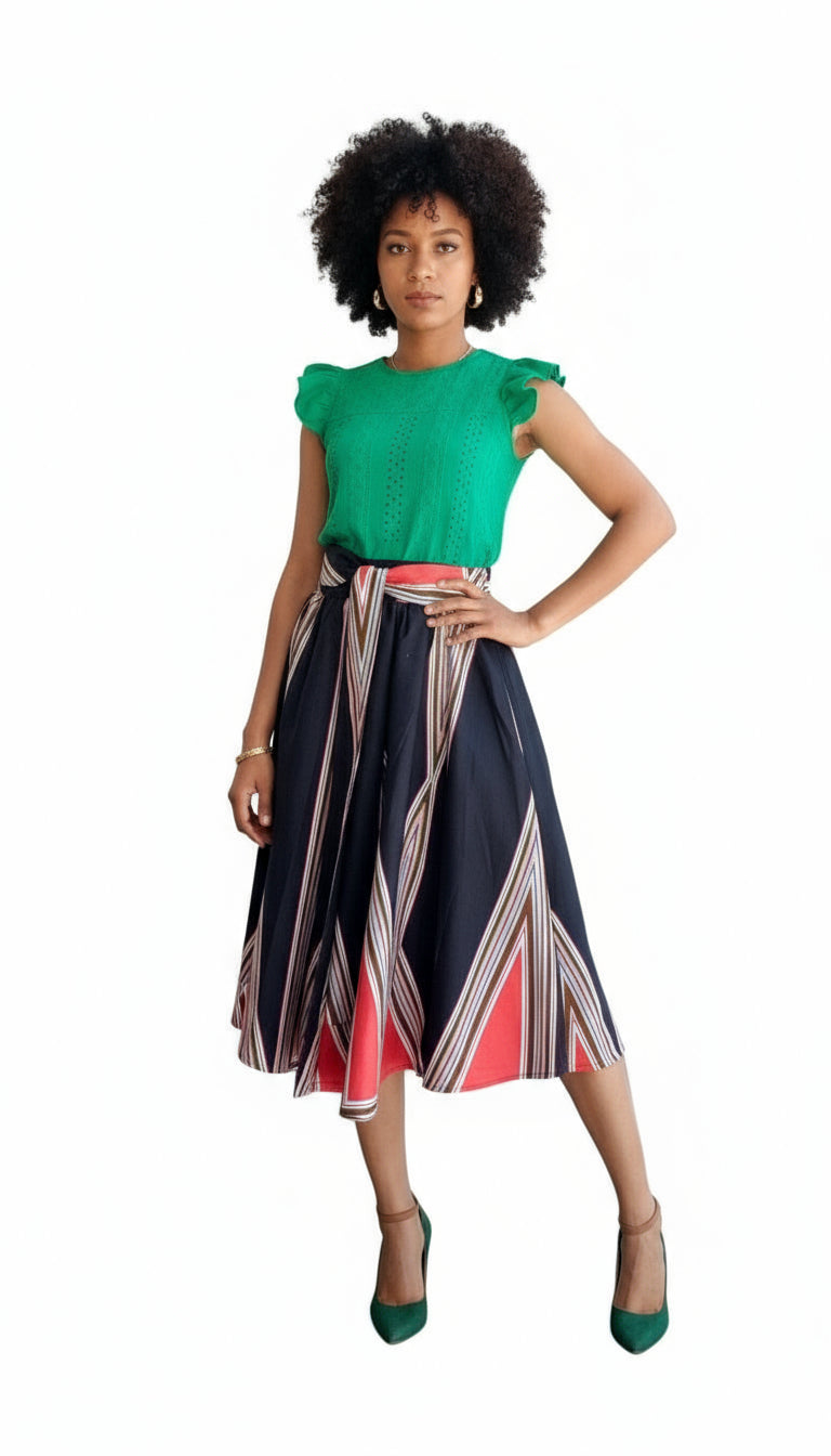 521 - Women Mid  Length Flared Skirt