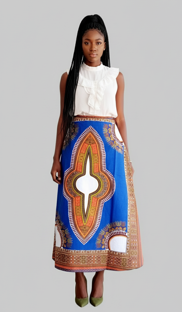 Wrap Skirt- Dashiki Print 6006