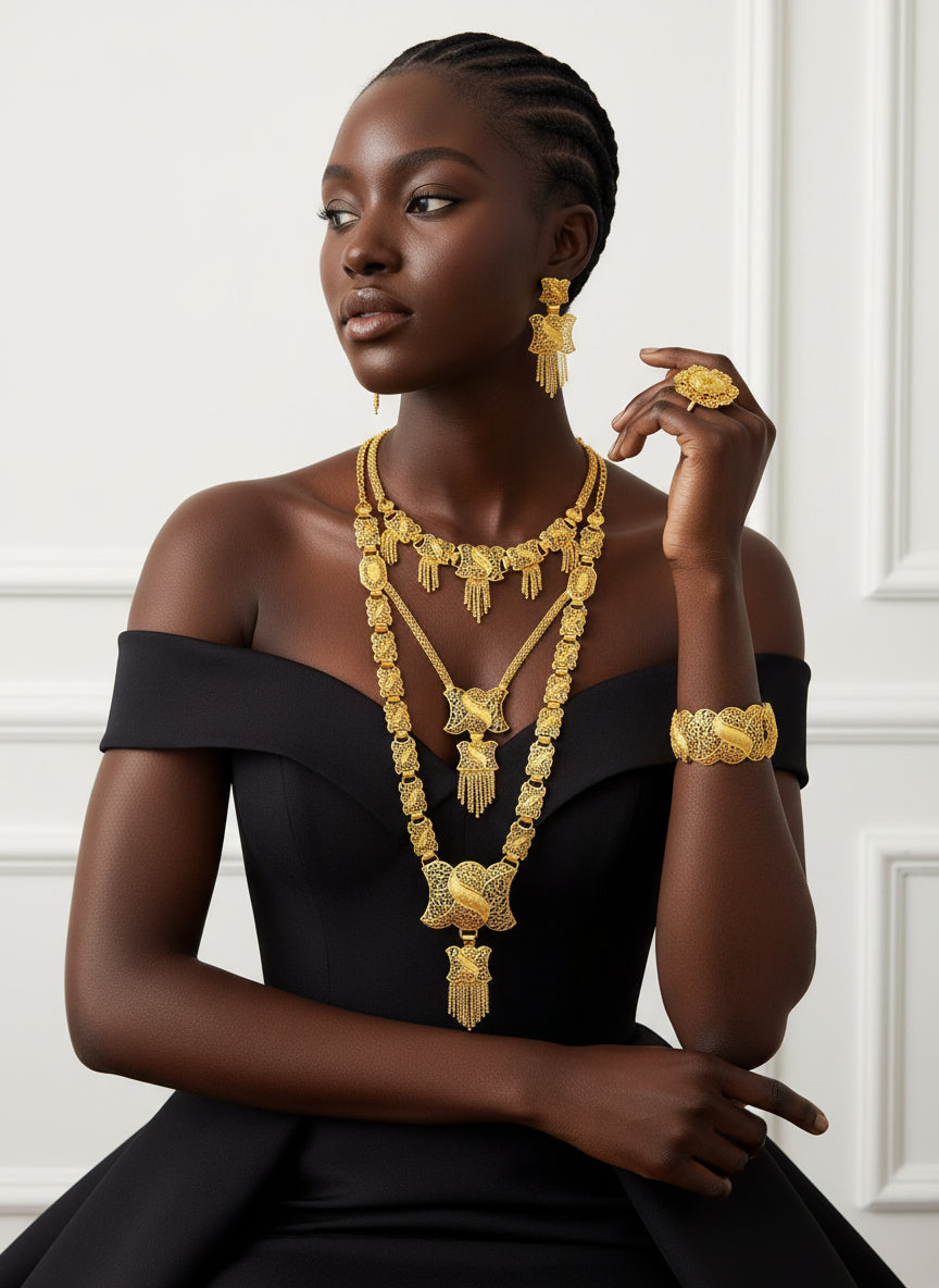 5 Pcs Gold Necklace  Set-12B