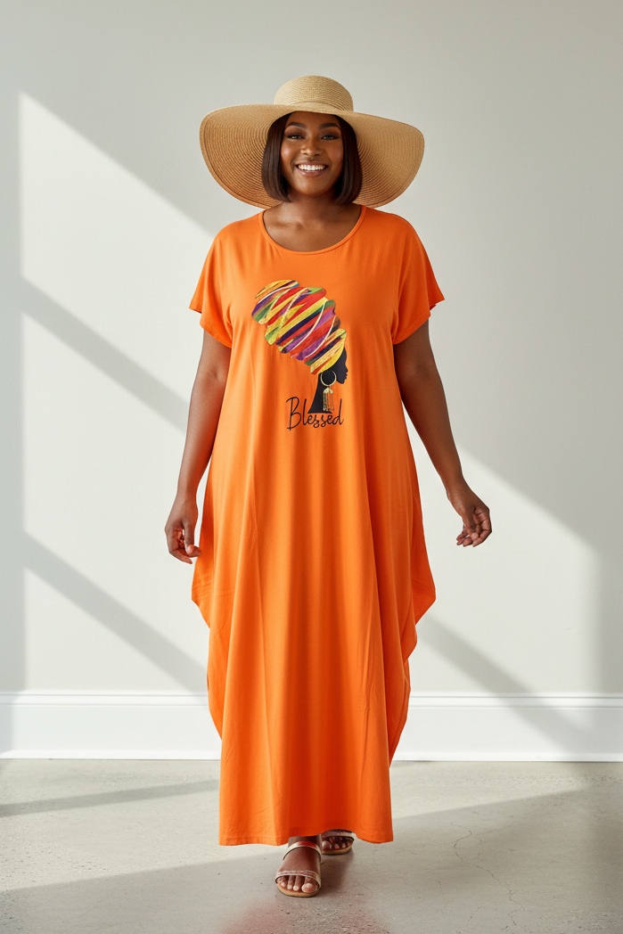 Bubble  Jersey  Dress/Short Sleeve/Afro Image Blessed