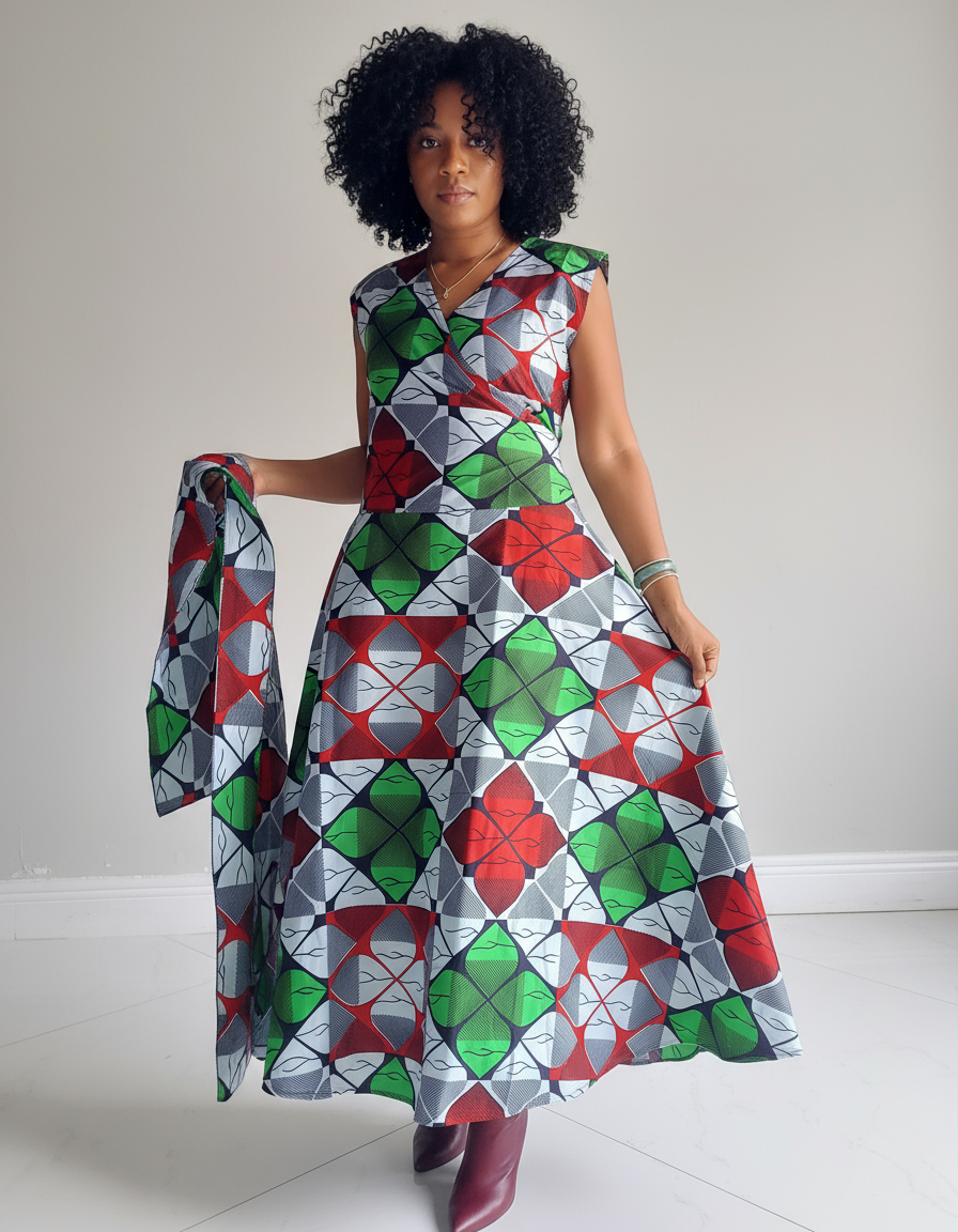 1045-Sleeveless Wrap Dress F