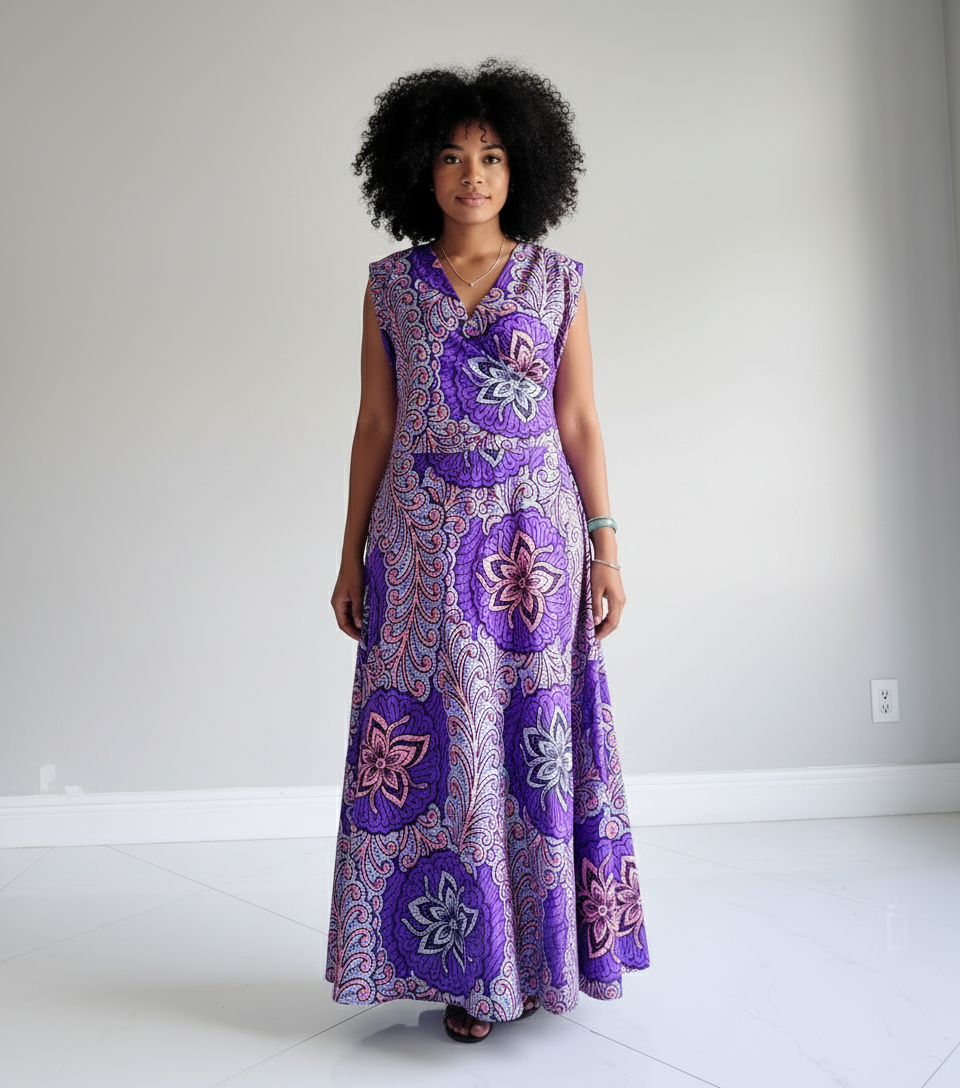 1045-Sleeveless Wrap Dress Q