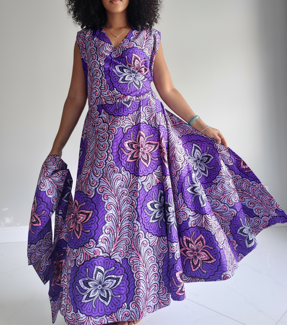 1045-Sleeveless Wrap Dress Q