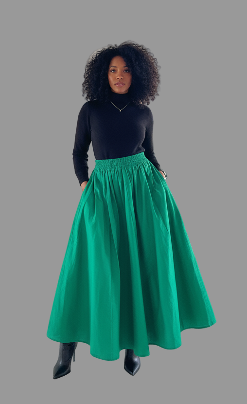 7001 Maxi Skirt- Solid Green