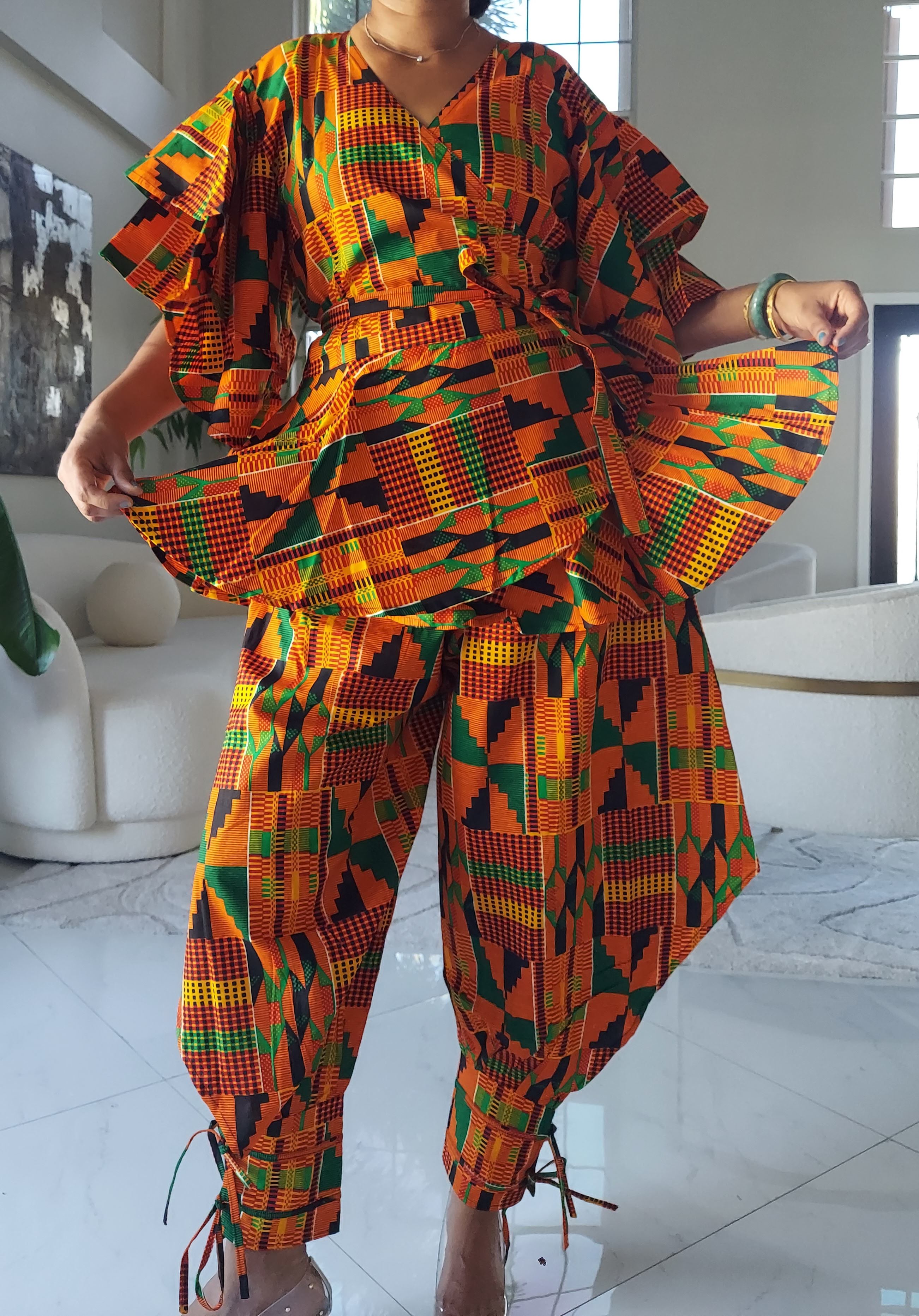 1203-29 Harem Pant & Wrap Blouse