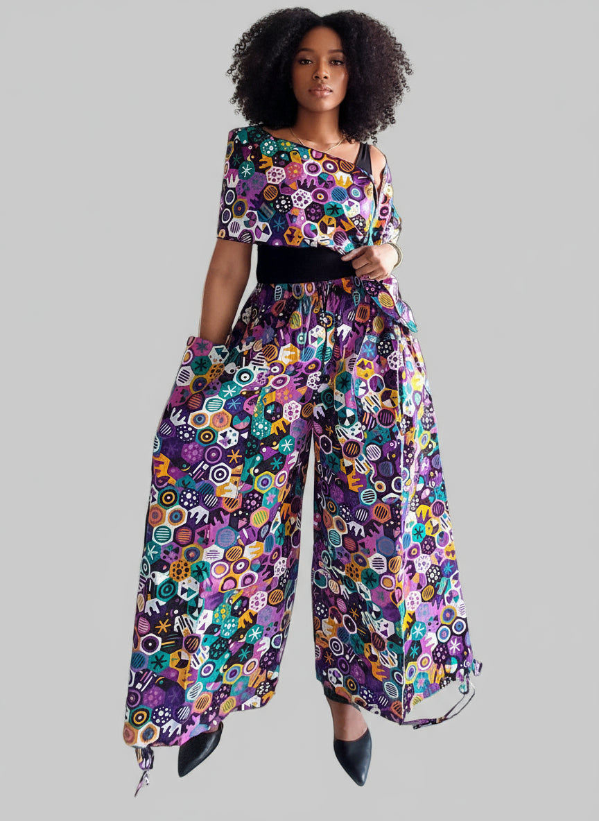 Palazzo Pant with Adjustable leg String 7697-68 Purple