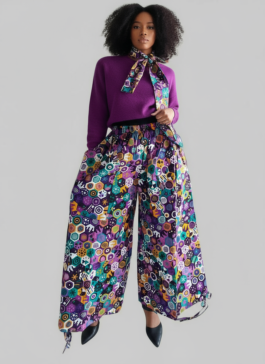Palazzo Pant with Adjustable leg String 7697-68 Purple