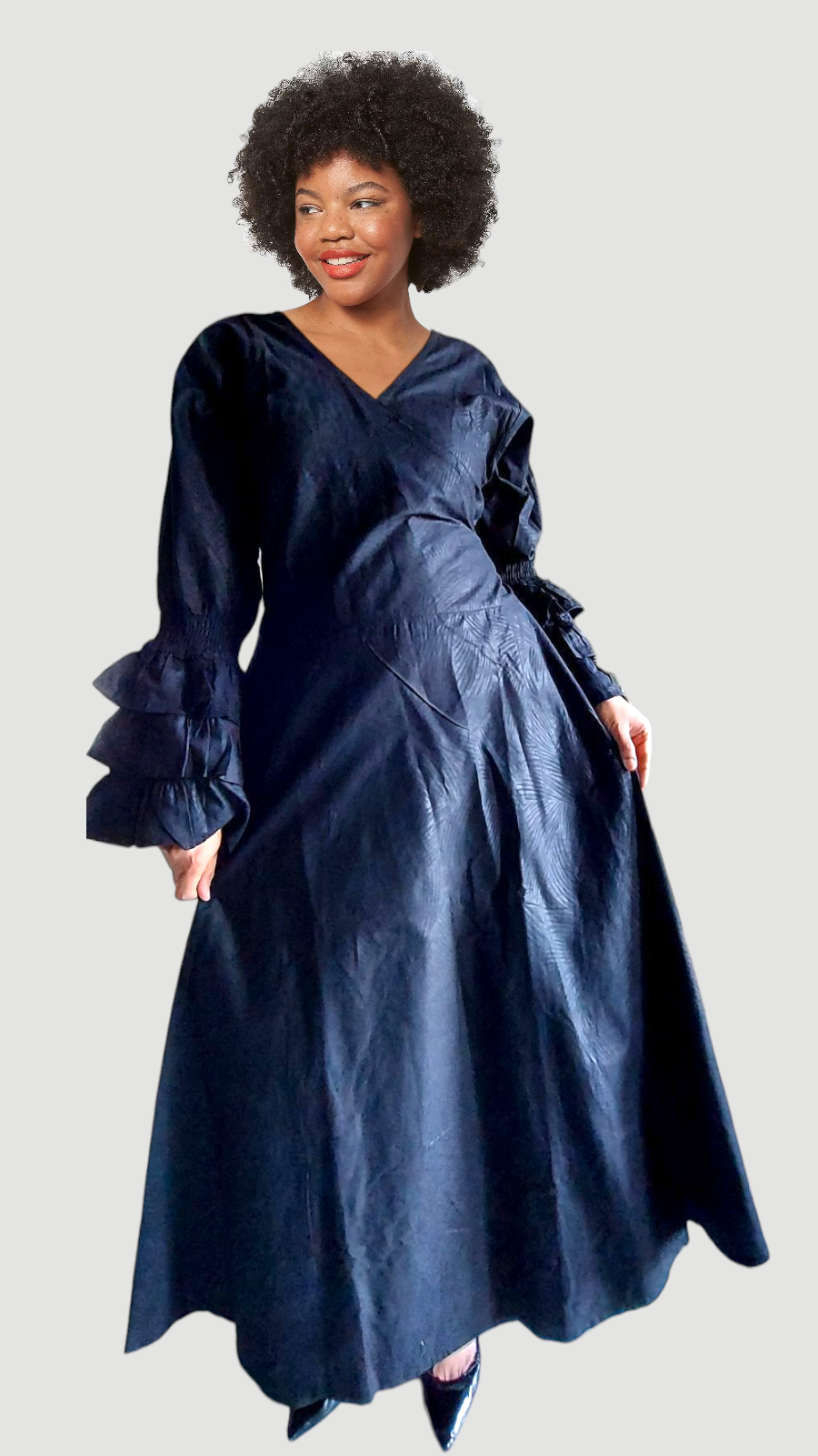 Embossed Wrap Dress - 1103