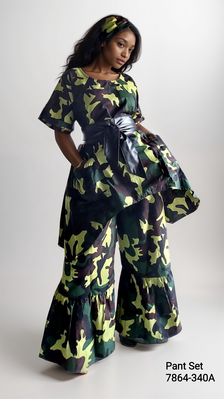 7684 Woman Pant & Blouse Set Print 340A