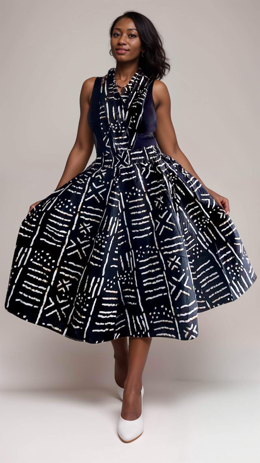 7819 Wrap Blouse & Mid Length Skirt Set