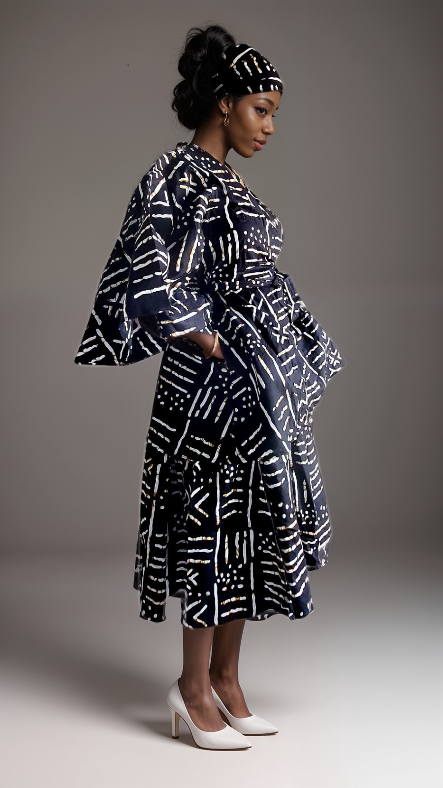 7819 Wrap Blouse & Mid Length Skirt Set