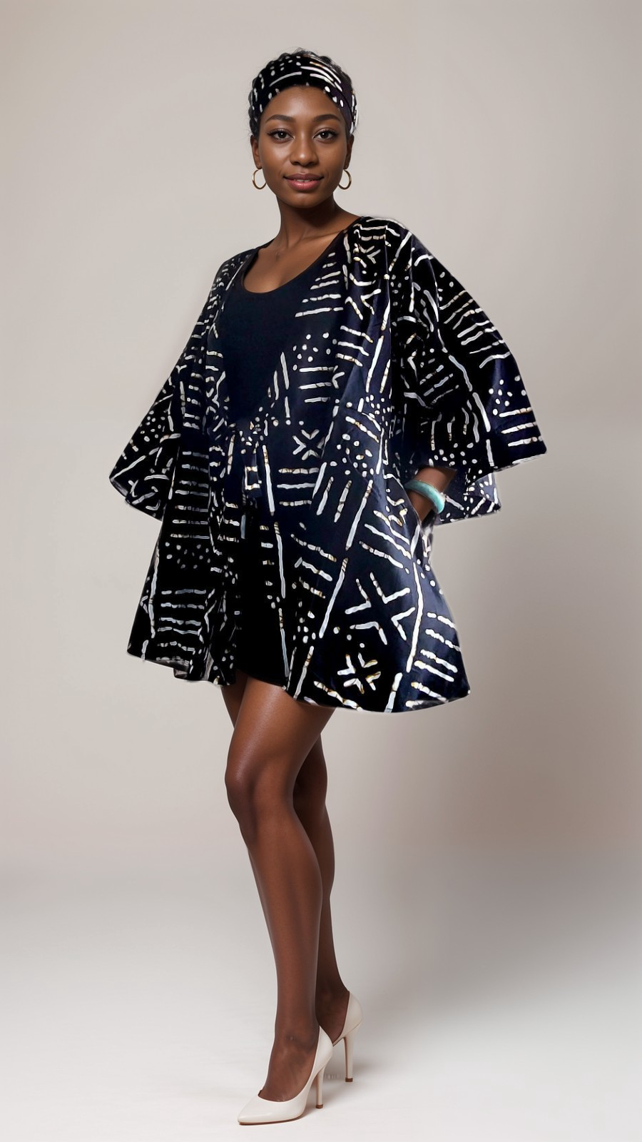 7819 Wrap Blouse & Mid Length Skirt Set