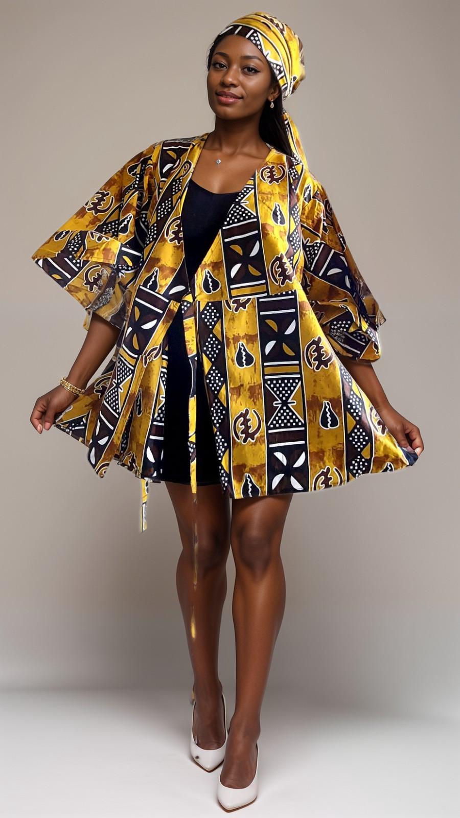 7819 Wrap Blouse & Mid Length Skirt Set