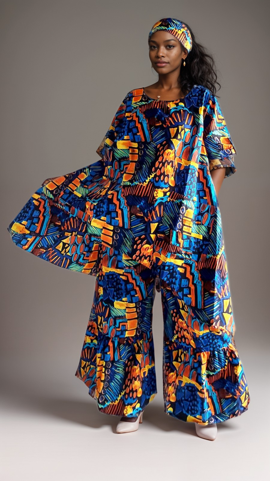 7684 Woman Pant & Blouse Set Print 643