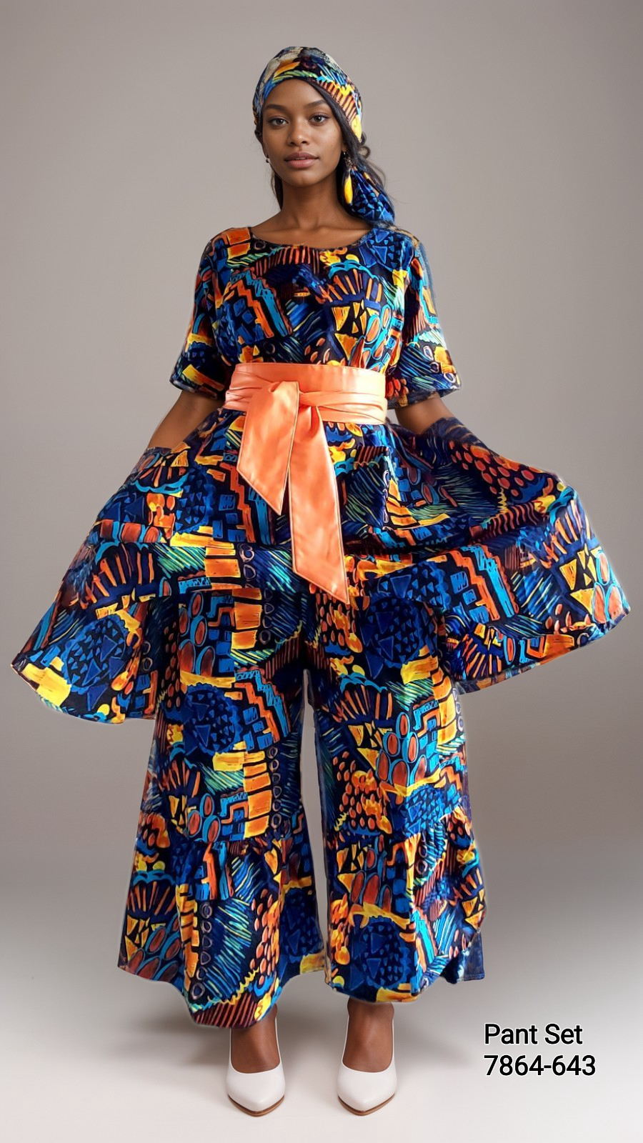 7684 Woman Pant & Blouse Set Print 643