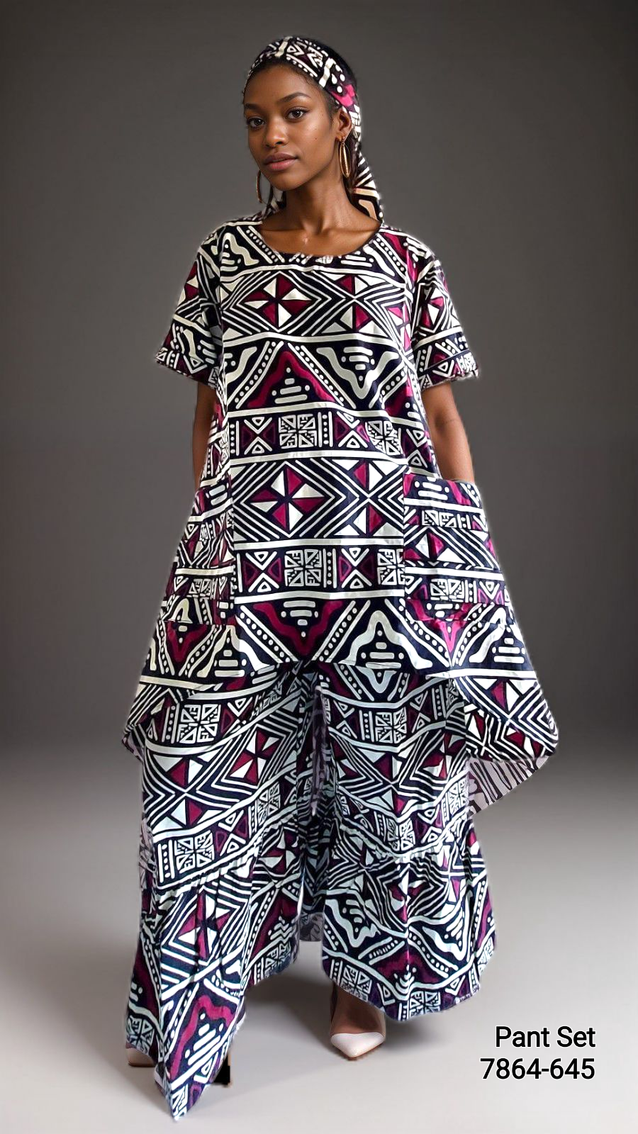 7684 Woman Pant & Blouse Set Print 645