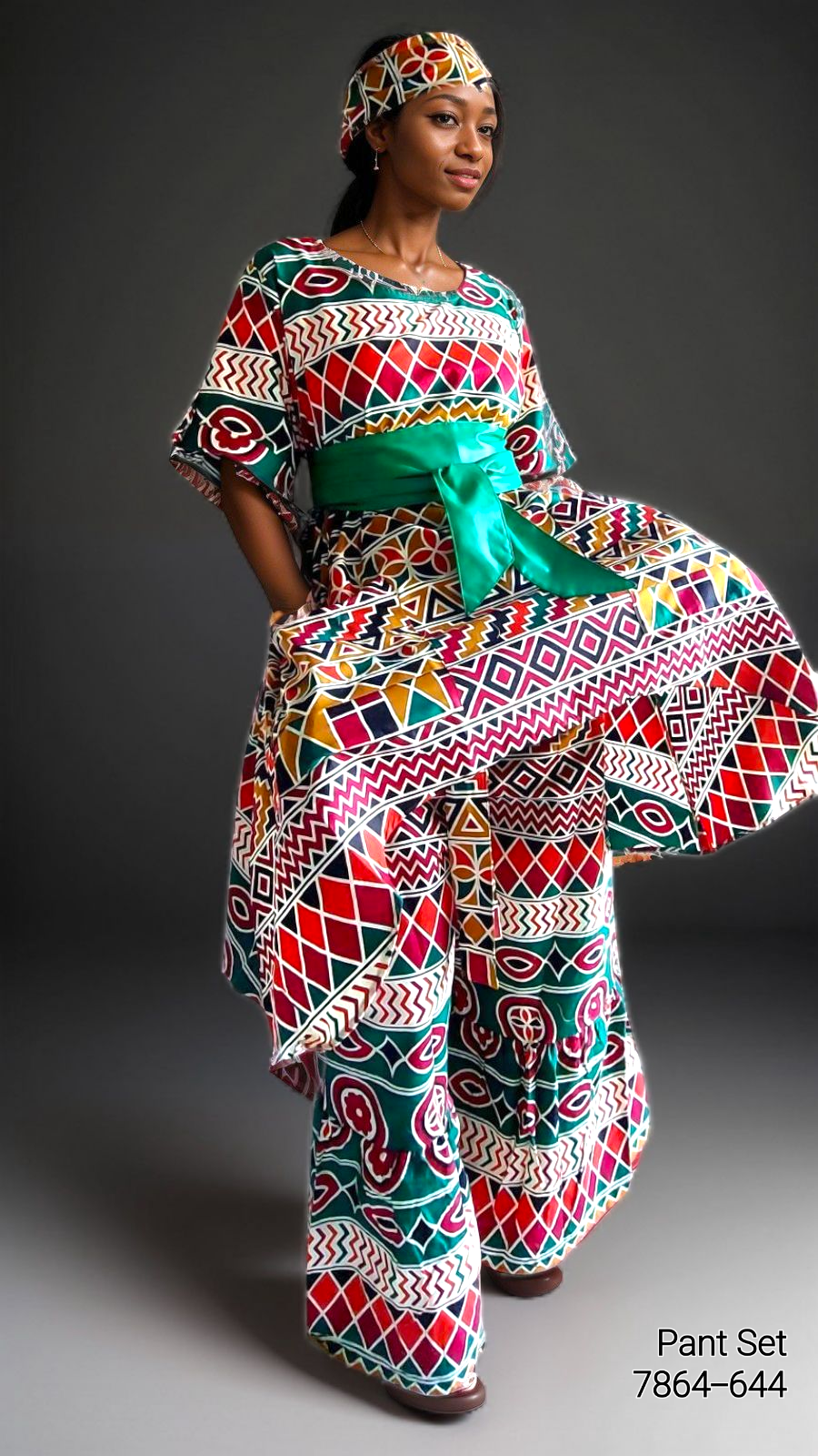 7684 Woman Pant & Blouse Set Print 644