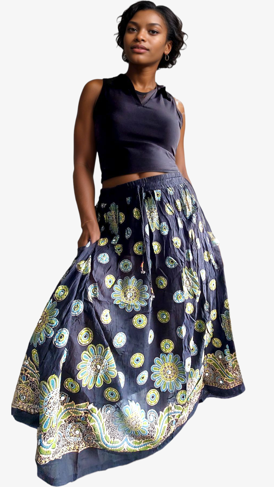 Women Sequin Wrinkled Skirt