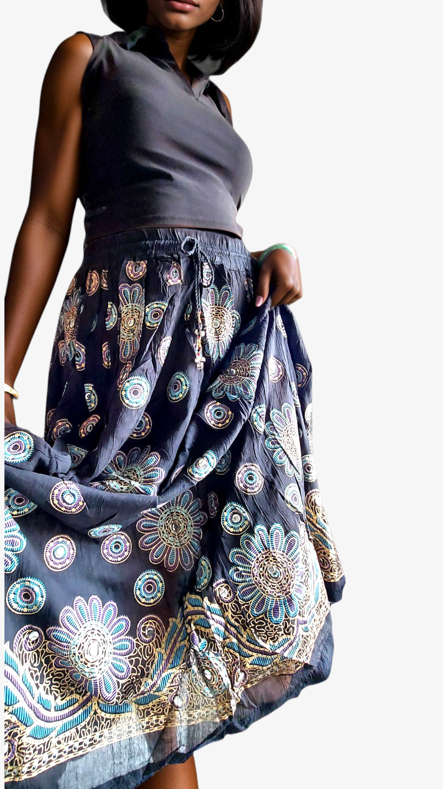 Women Sequin Wrinkled Skirt