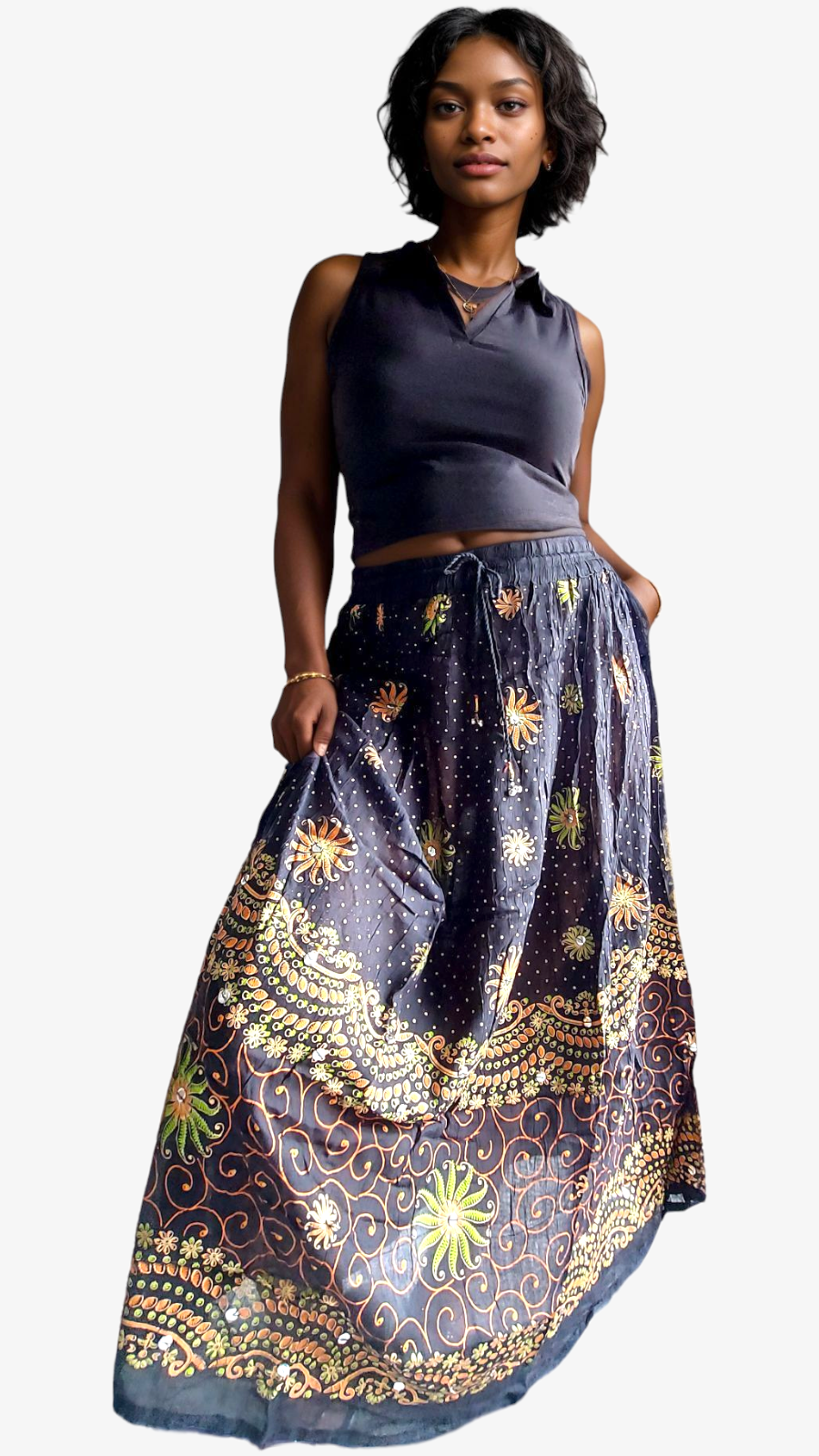 Women Sequin Wrinkled Skirt