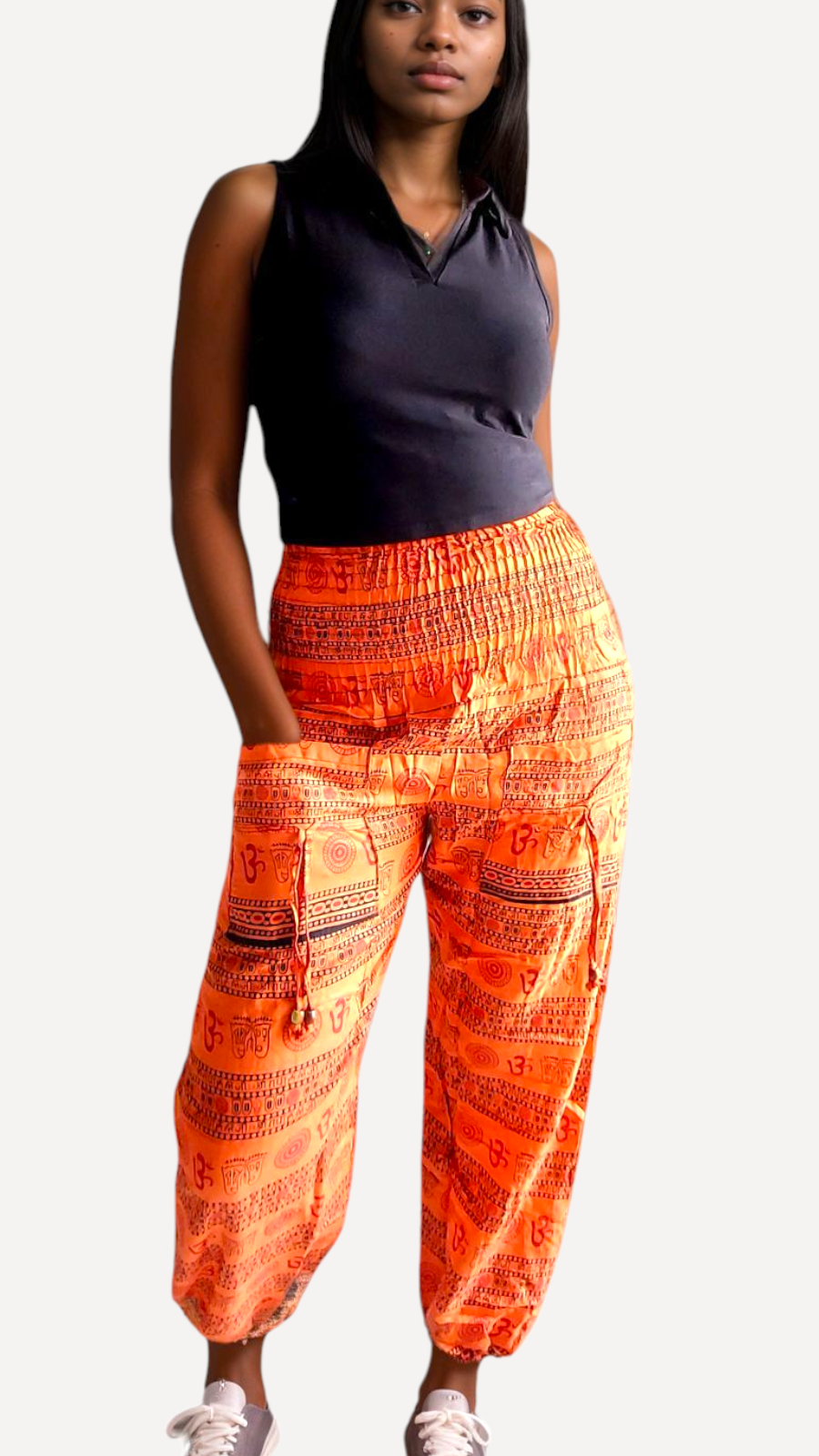 Cotton Yoga pants/ Hippie Boho Pants/ Ohm Print