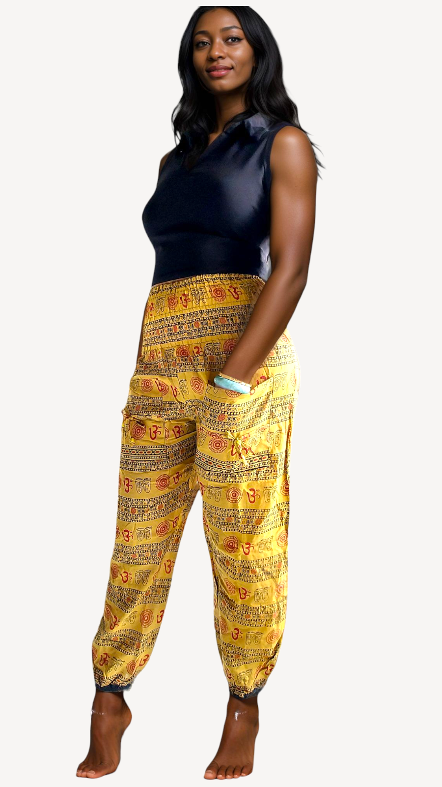 Cotton Yoga pants/ Hippie Boho Pants/ Ohm Print