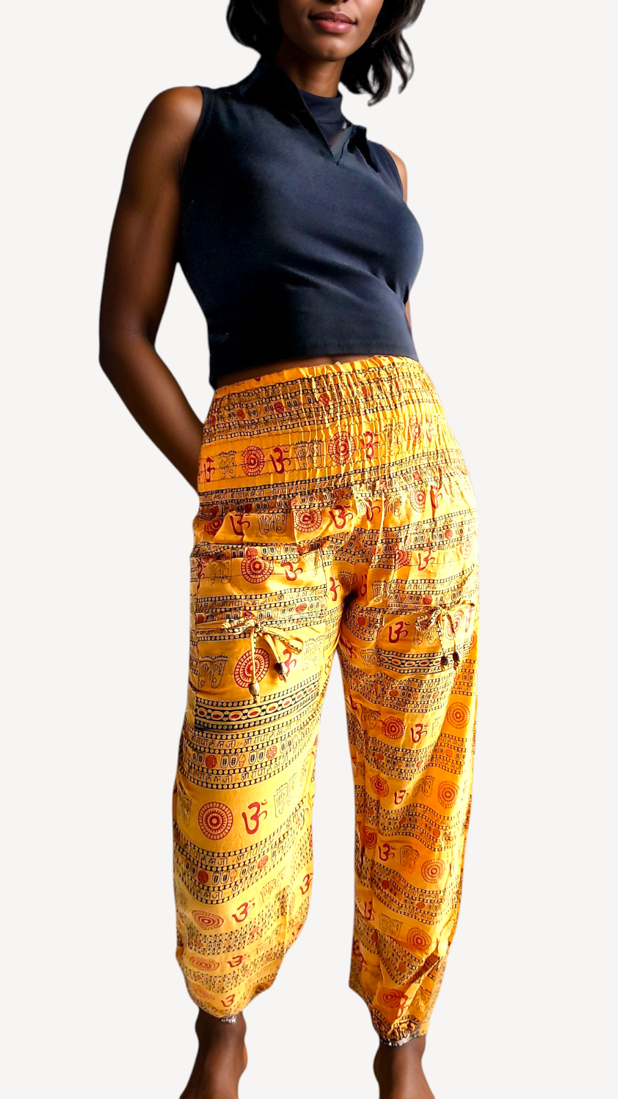 Cotton Yoga pants/ Hippie Boho Pants/ Ohm Print