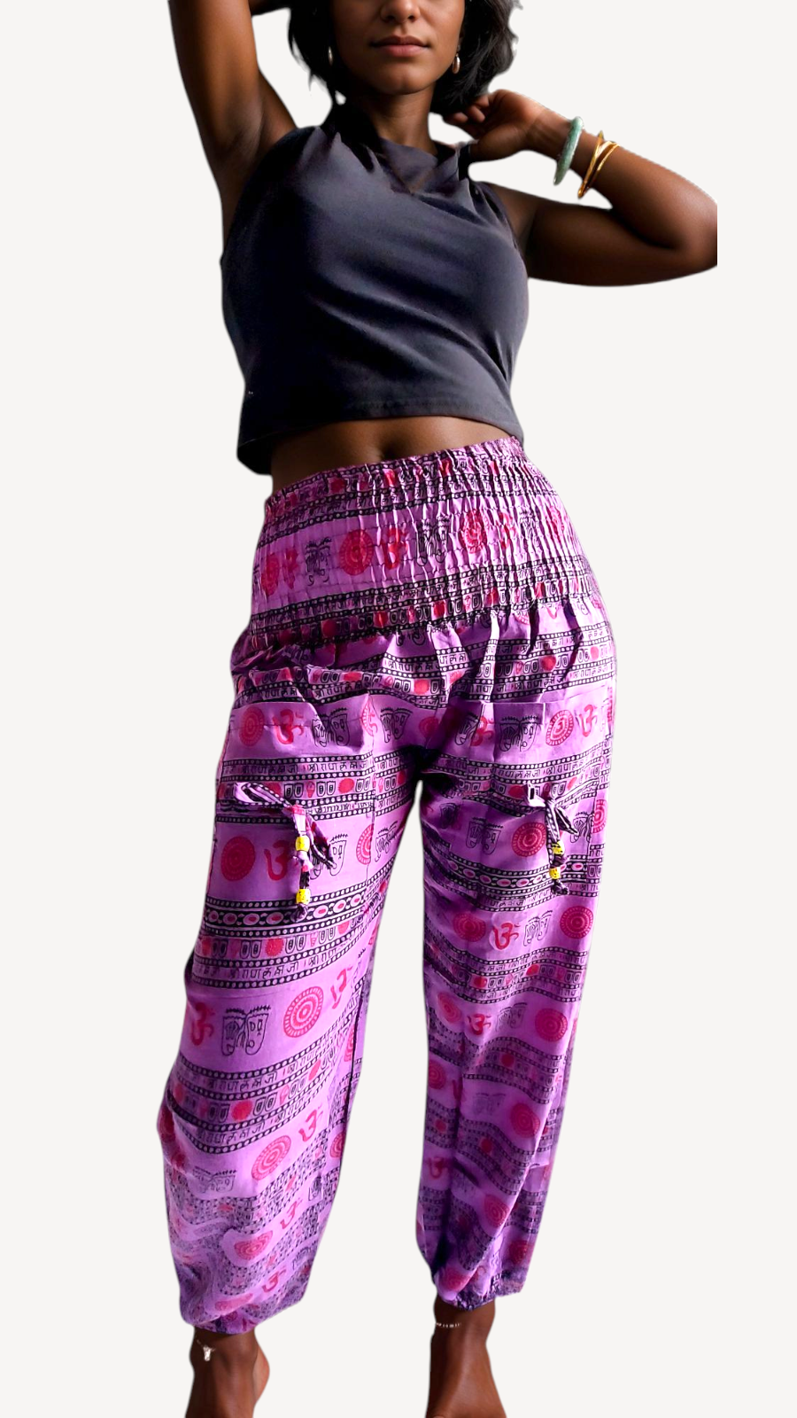 Cotton Yoga pants/ Hippie Boho Pants/ Ohm Print