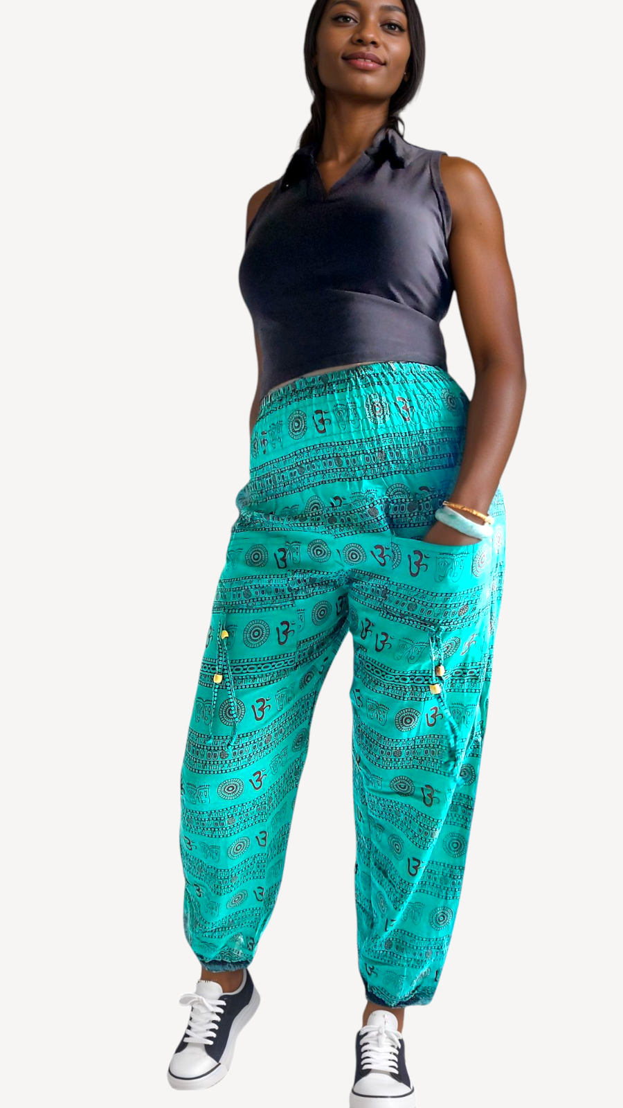 Cotton Yoga pants/ Hippie Boho Pants/ Ohm Print