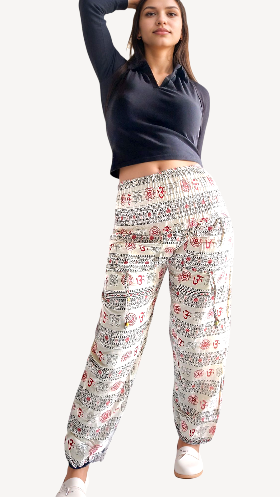 Cotton Yoga pants/ Hippie Boho Pants/ Ohm Print