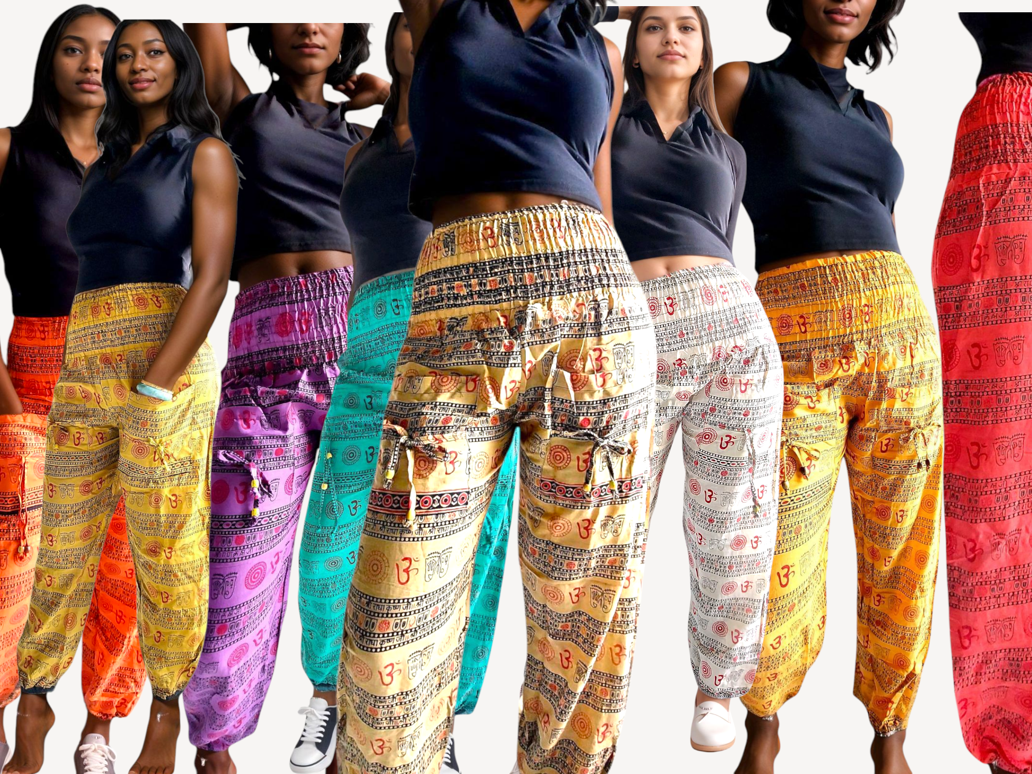 Cotton Yoga pants/ Hippie Boho Pants/ Ohm Print