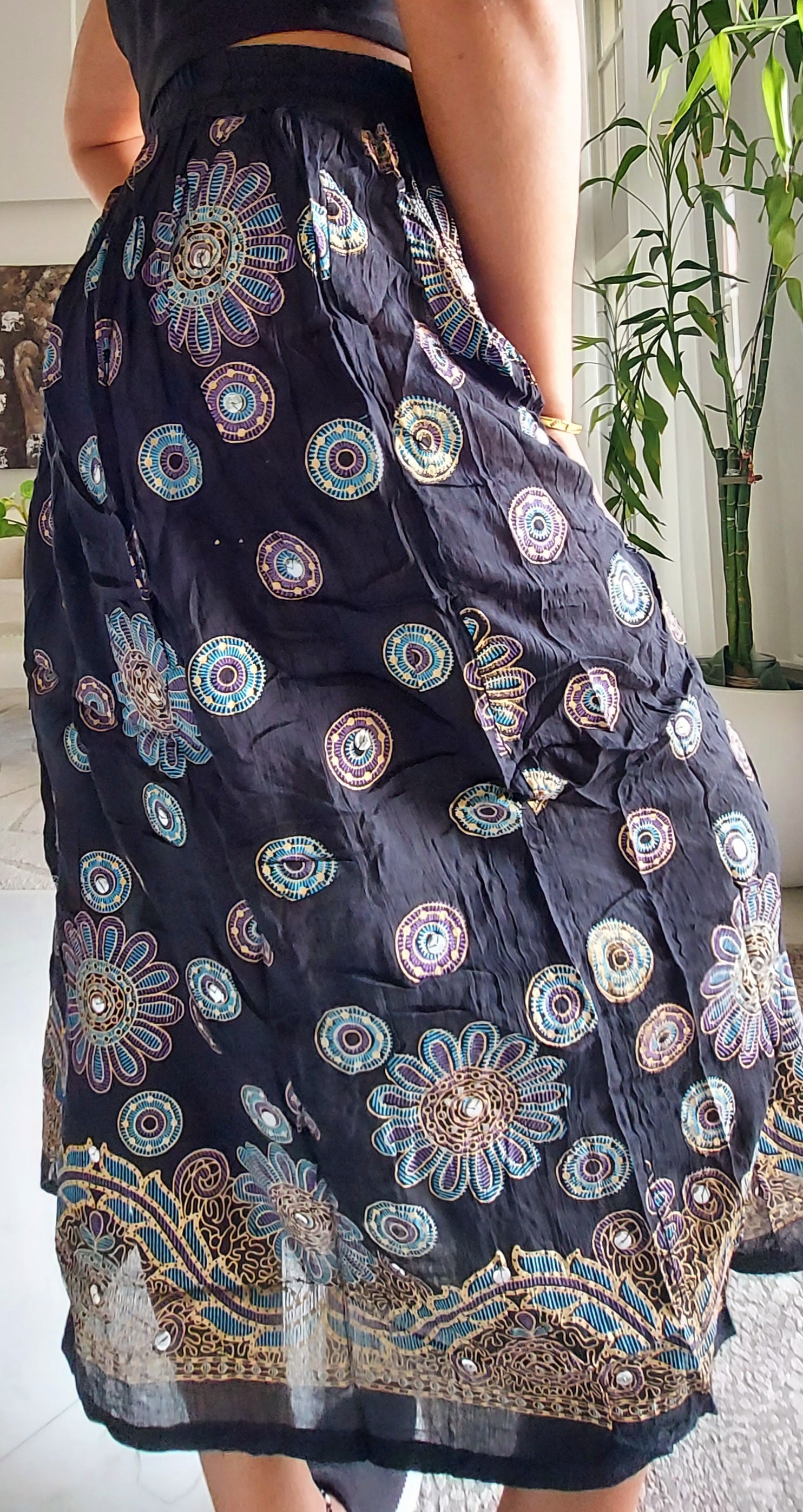 Women Sequin Wrinkled Skirt