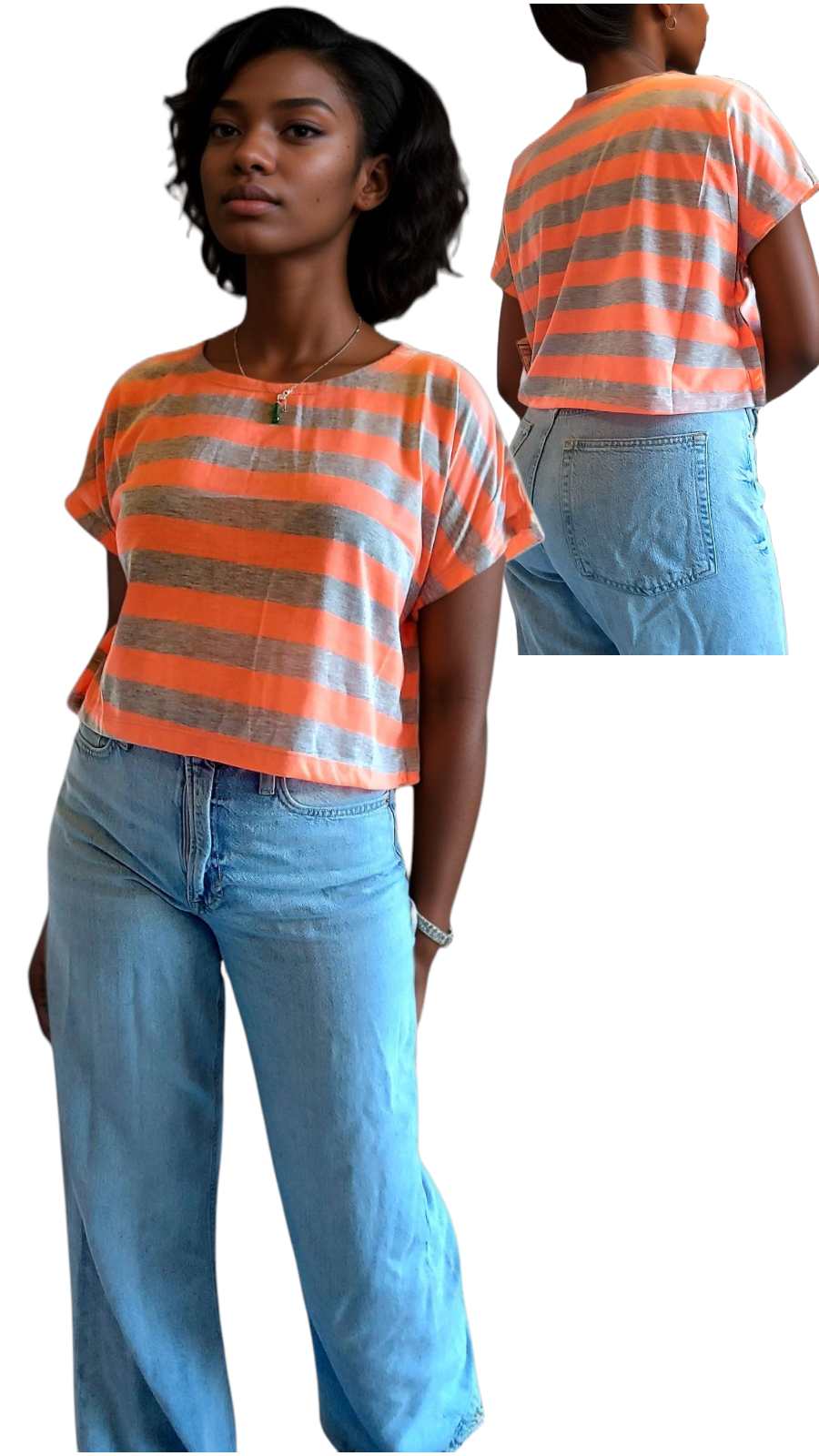Tee Crop Top /Stripe (Pack of 6)
