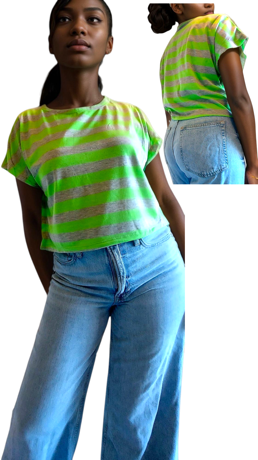 Tee Crop Top /Stripe (Pack of 6)