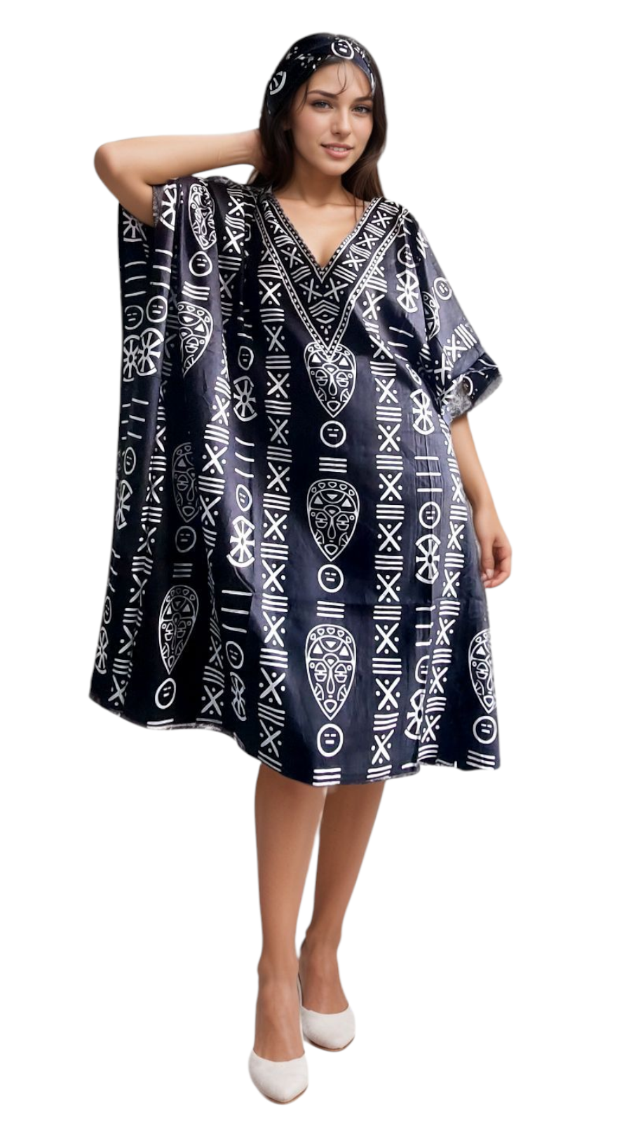 Kaftan Top / Short Dress- Tribal Print- KF01