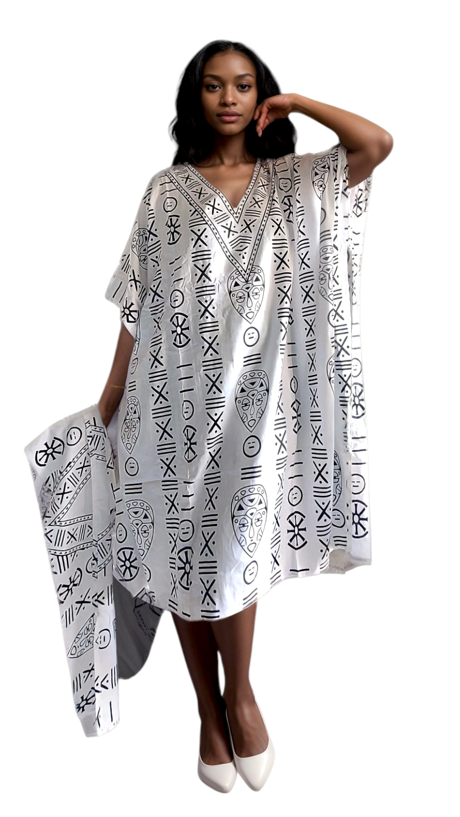 Kaftan Top / Short Dress- Tribal Print- KF01