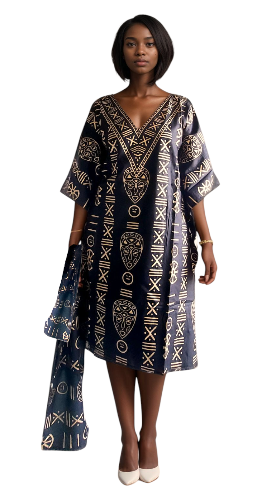 Kaftan Top / Short Dress- Tribal Print- KF01