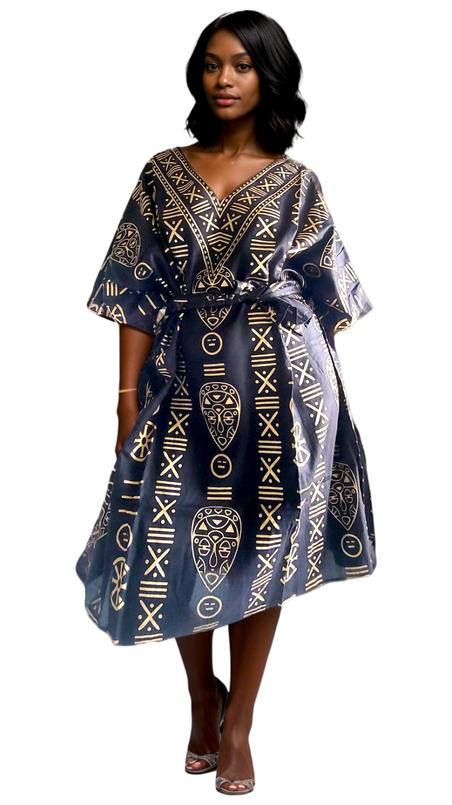 Kaftan Top / Short Dress- Tribal Print- KF01