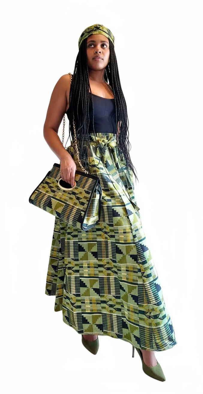 3pcs Set Maxi Skirt Pocketbook wrap Dress 2167 F