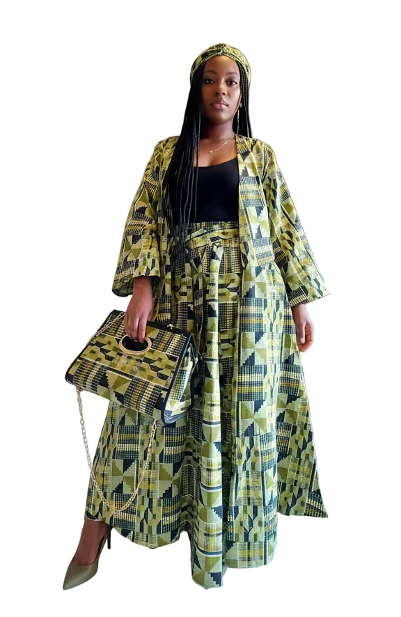 3pcs Set Maxi Skirt Pocketbook wrap Dress 2167 F