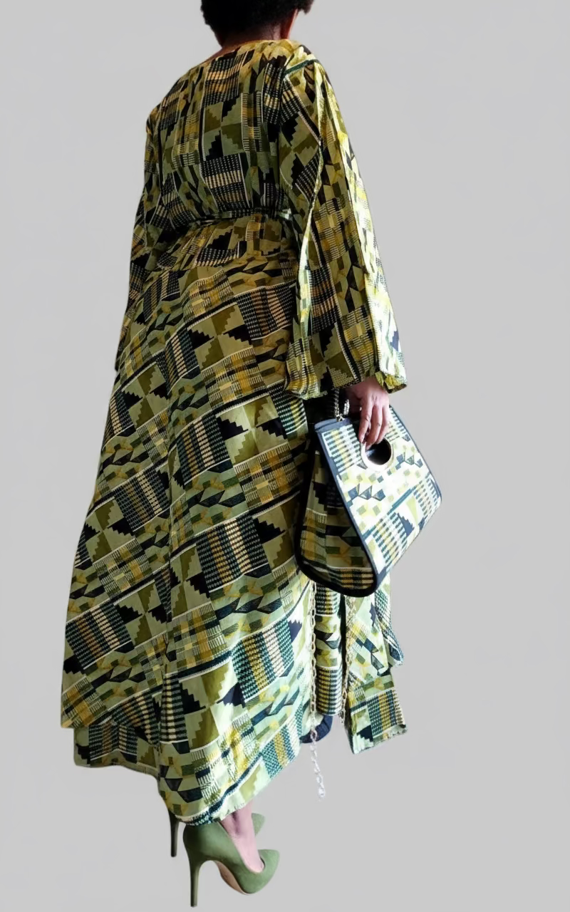 3pcs Set Maxi Skirt Pocketbook wrap Dress 2167 F