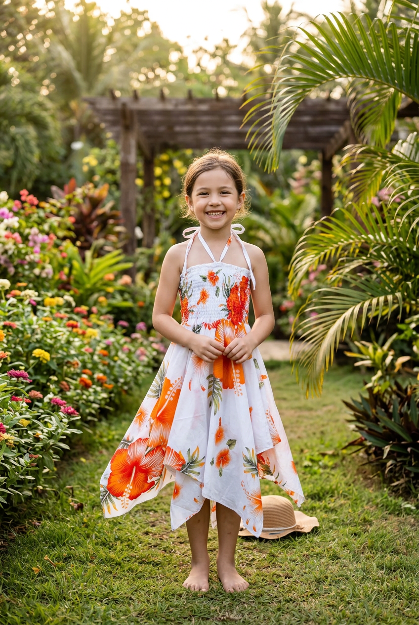 Kids/ Girls Hawaiian Floral Dress - KRN113 Light (Pack of 6,12)
