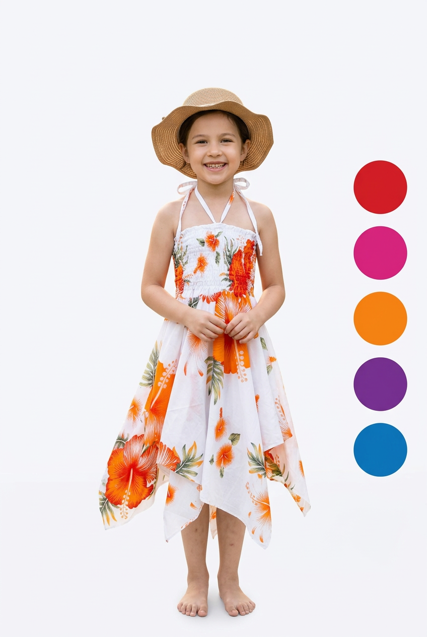 Kids/ Girls Hawaiian Floral Dress - KRN113 Light (Pack of 6,12)