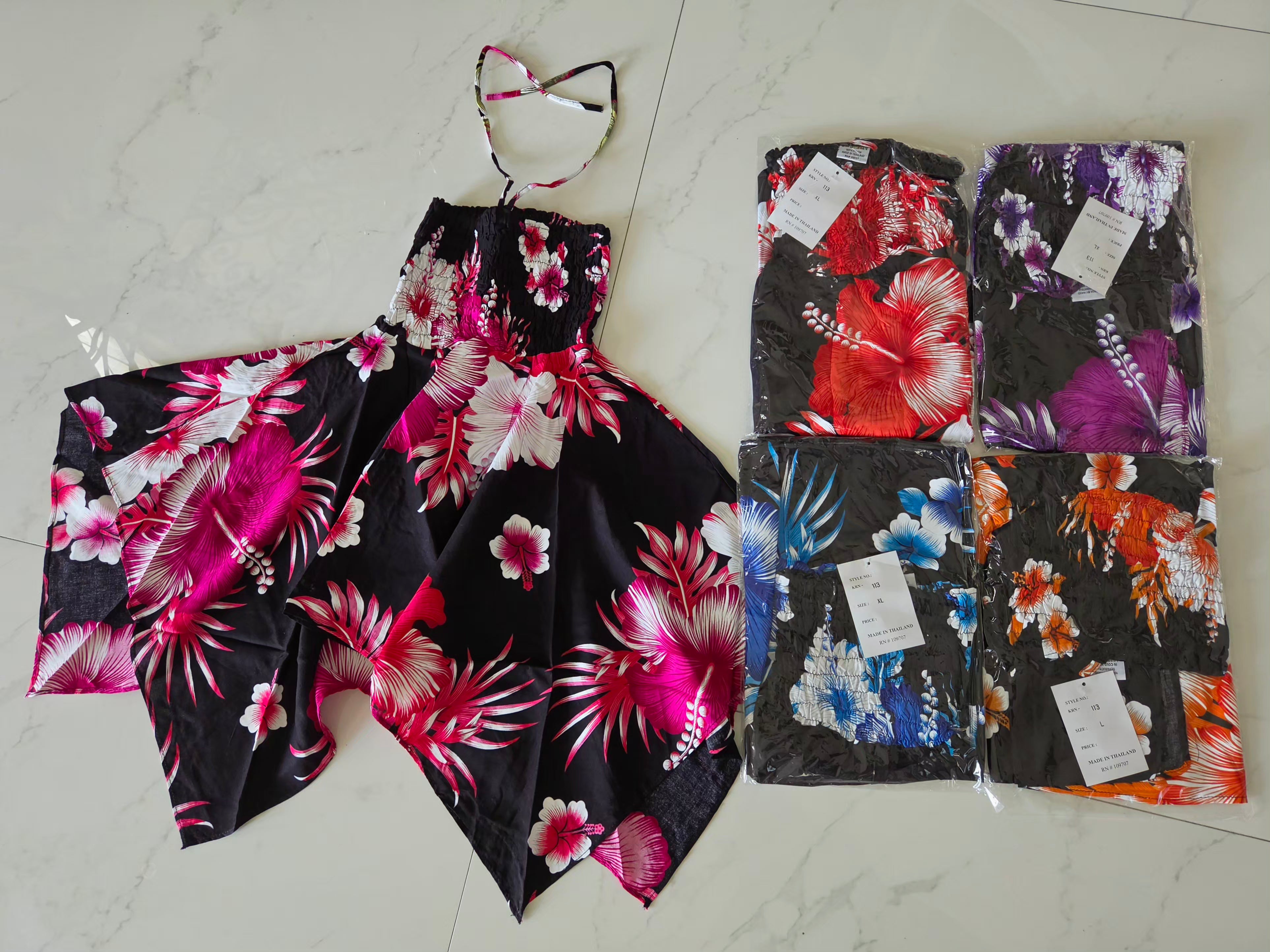 Kids/ Girls Hawaiian Floral Dress -Dark  KRN113 Dark (Pack of 6,12)