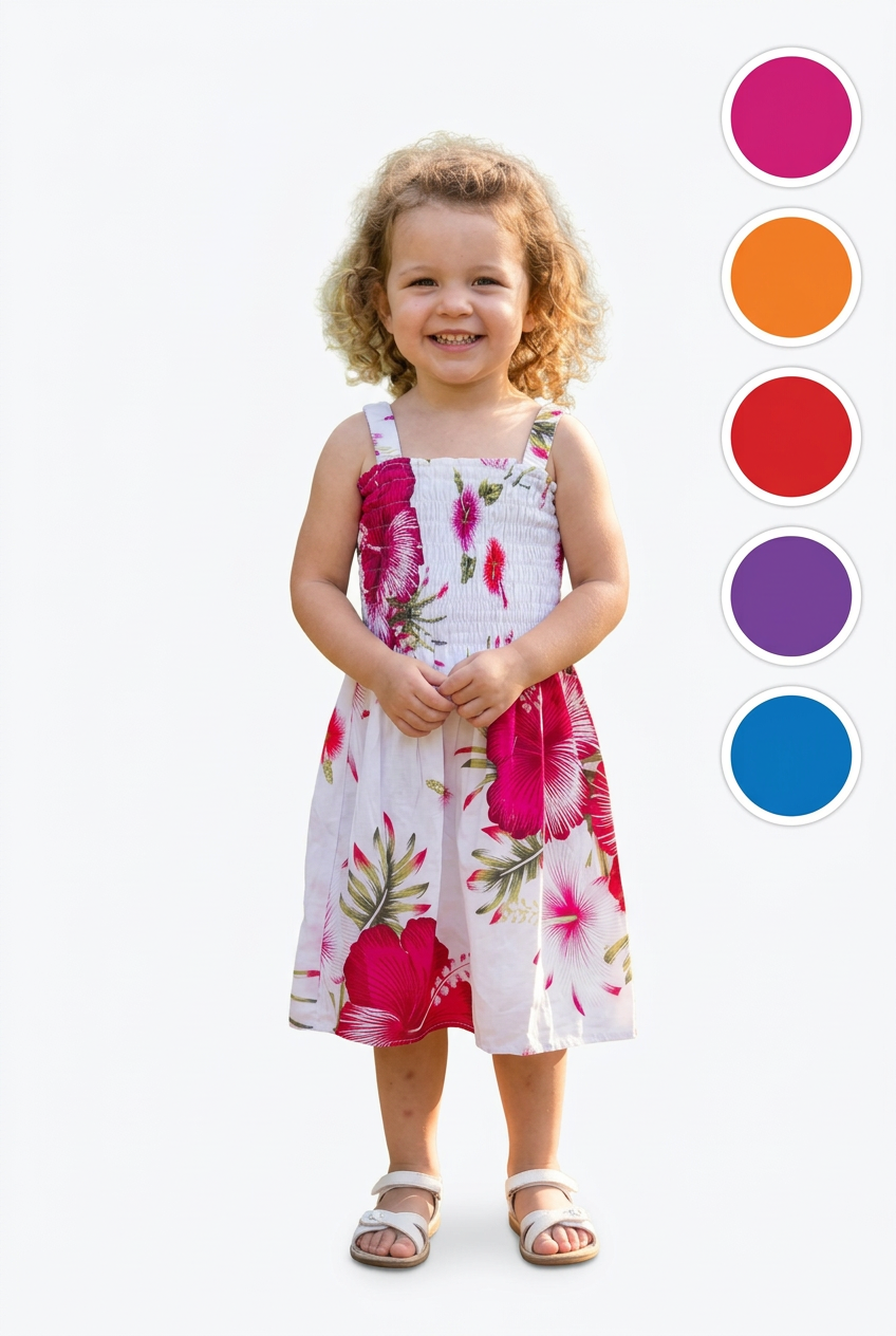 Kids/ Girls Hawaiian Floral Dress -  KRN112 Light (Pack of 6,12)