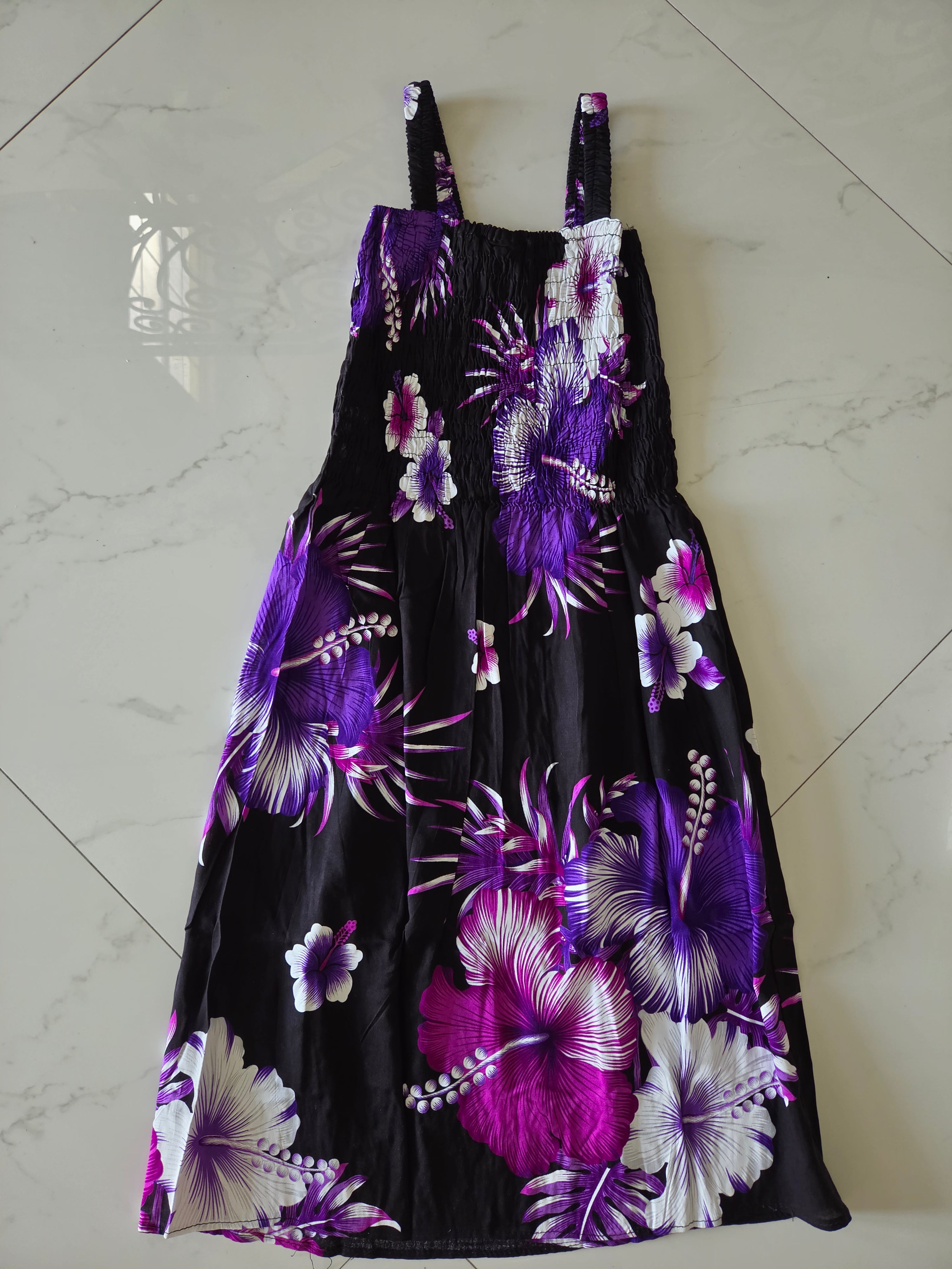 Kids/ Girls Hawaiian Floral Dress -  KRN112 Dark (Pack of 6,12)