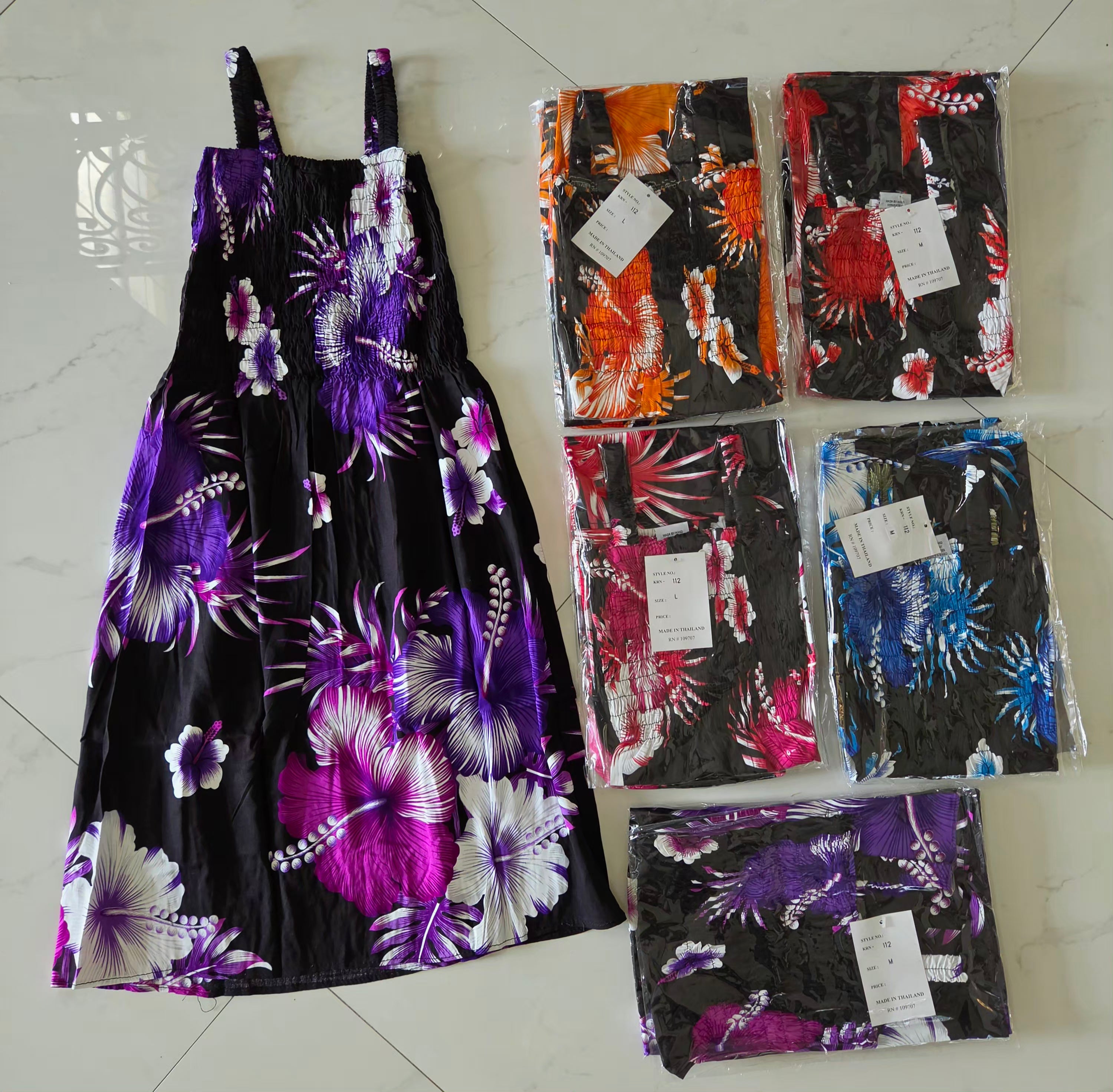 Kids/ Girls Hawaiian Floral Dress -Dark  KRN112 Dark (Pack of 6,12)