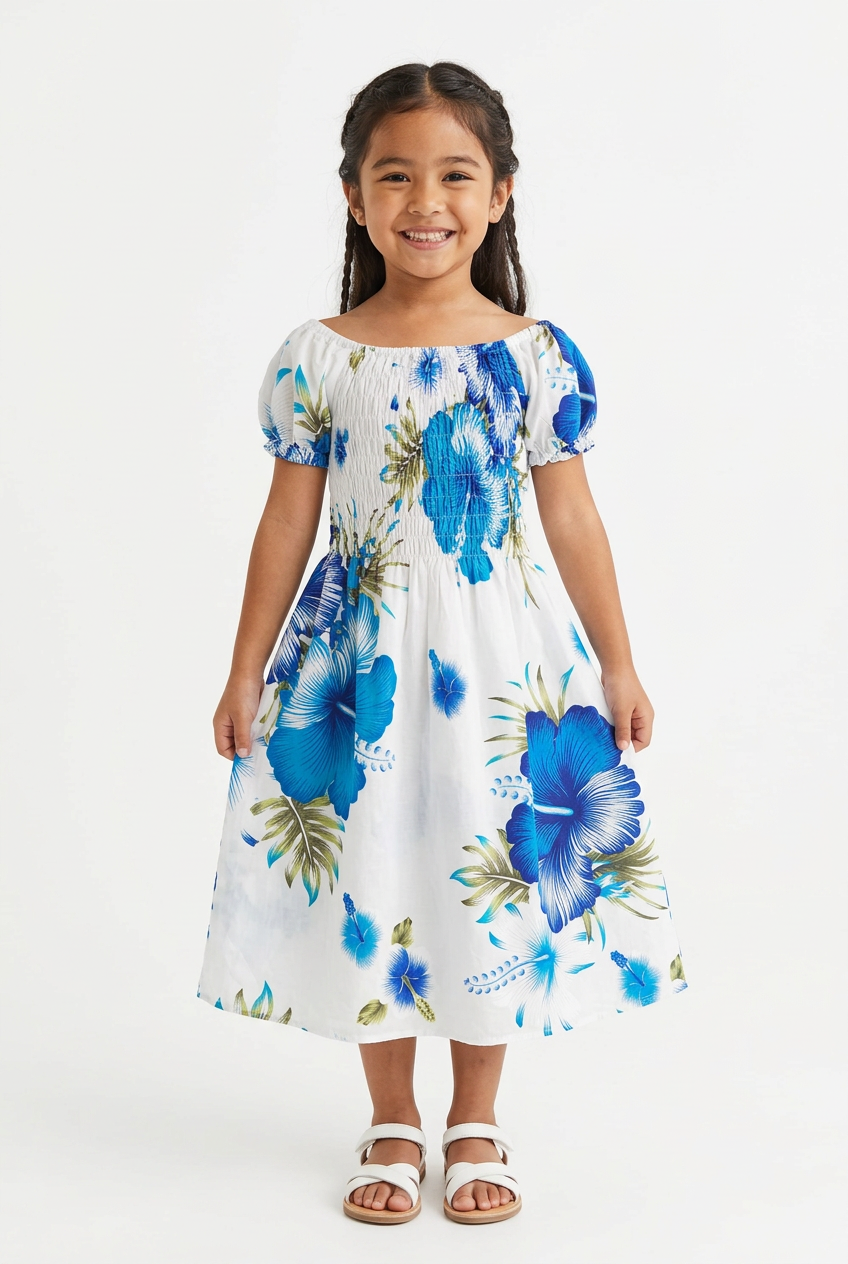 Kids/ Girls Hawaiian Floral Dress - KRN111  Light (Pack of 6,12)