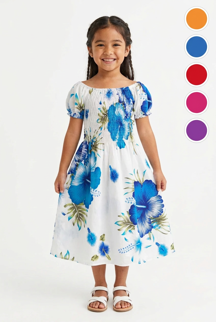 Kids/ Girls Hawaiian Floral Dress - KRN111  Light (Pack of 6,12)